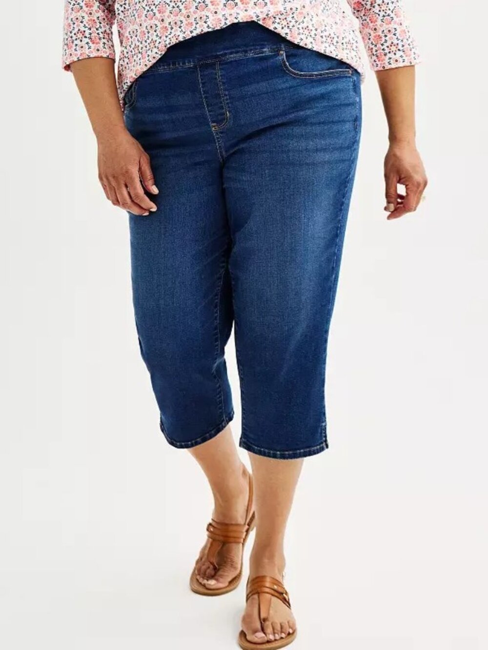 NWT Croft & Barrow Dark Wash 1X Pull-On Denim Capri 50% off Retail